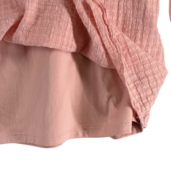 Lauren Conrad Womens Top XL Soft Peach Textured Long Sleeve Boho Peasant Style - Picture 7 of 10